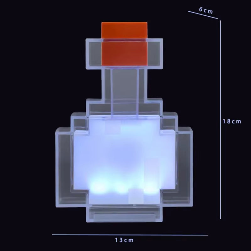 MC Game Medicine Bottle LED Night Light Table Lamps Game Creative Toy Lamp Rechargeable Bedroom Bedside for Kids Bedside Lamp