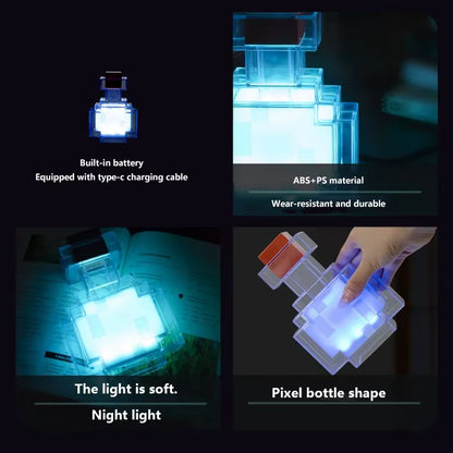 MC Game Medicine Bottle LED Night Light Table Lamps Game Creative Toy Lamp Rechargeable Bedroom Bedside for Kids Bedside Lamp